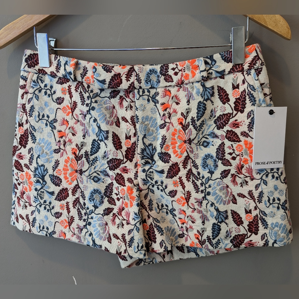 Prose and Poetry Floral Brocade Shorts Sz S